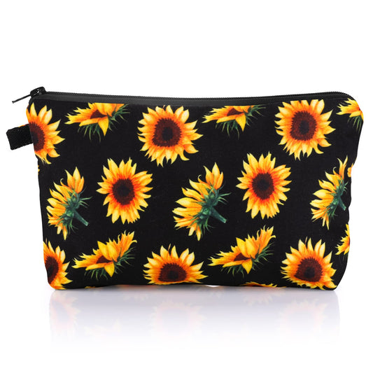 Sibba Canvas Cosmetic Make Up Bag Handbag Mini Pouch Purse Case Toiletry Organizer Storage Pockets Beauty Makeup Travelling Accessory for Woman (Yellow Small Sunflower)