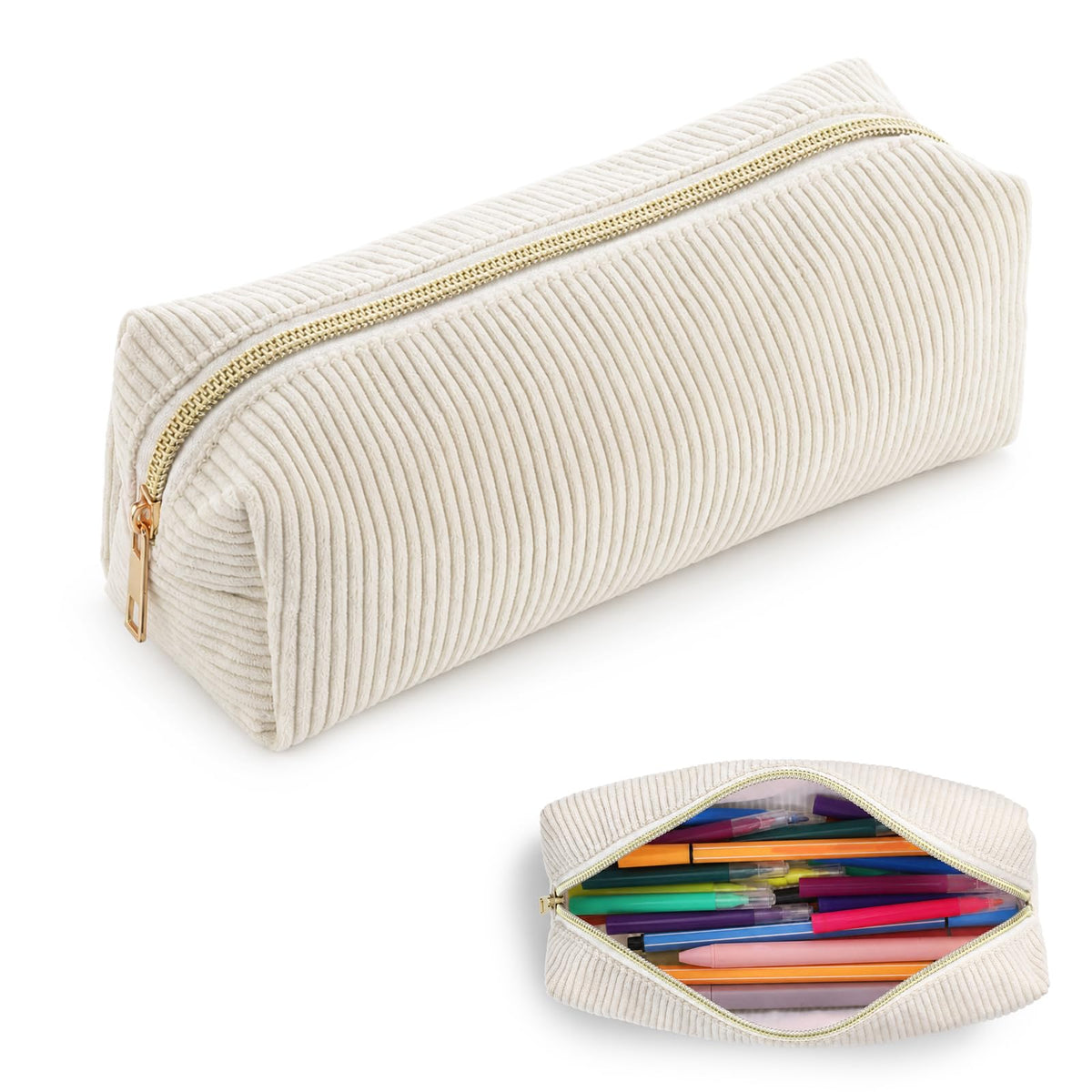 Hpmjz Soft Corduroy Makeup Pouch Cute Cosmetic Pouch Aesthetic with Zipper