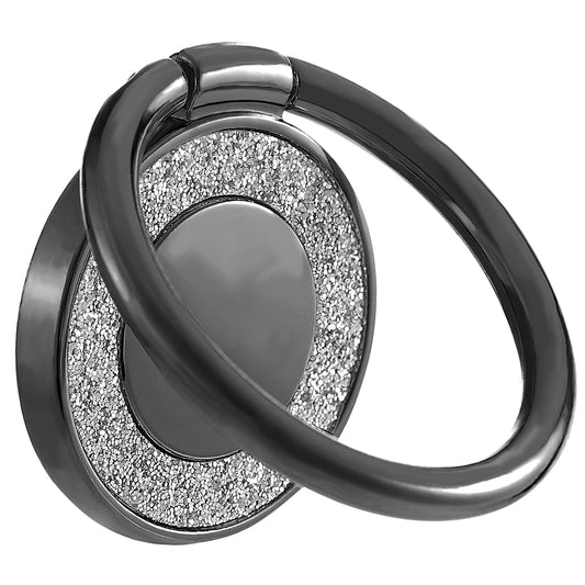 Sibba Cell Phone Ring Holder Metal Finger Ring Stand Glitter Phone Grip Round Alloy Kickstand Grip 360° Rotation 180° Flip Adjustable Compatible with Smartphone Tablets and Case (Black)