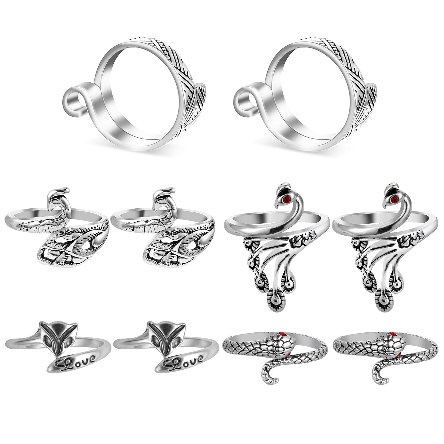 Sibba Crochet Ring Yarn Adjustable Tension Guide Knitting Thimble Hook Loop Rings Metal Open Finger Holder Aids Crocheting Braided Gadgets Blocking Board Tool DIY Circle Craft Accessory(10 PCS,silver)