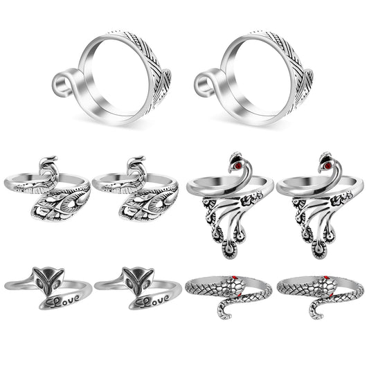 Sibba Crochet Ring Yarn Adjustable Tension Guide Knitting Thimble Hook Loop Rings Metal Open Finger Holder Aids Crocheting Braided Gadgets Blocking Board Tool DIY Circle Craft Accessory(10 PCS,silver)