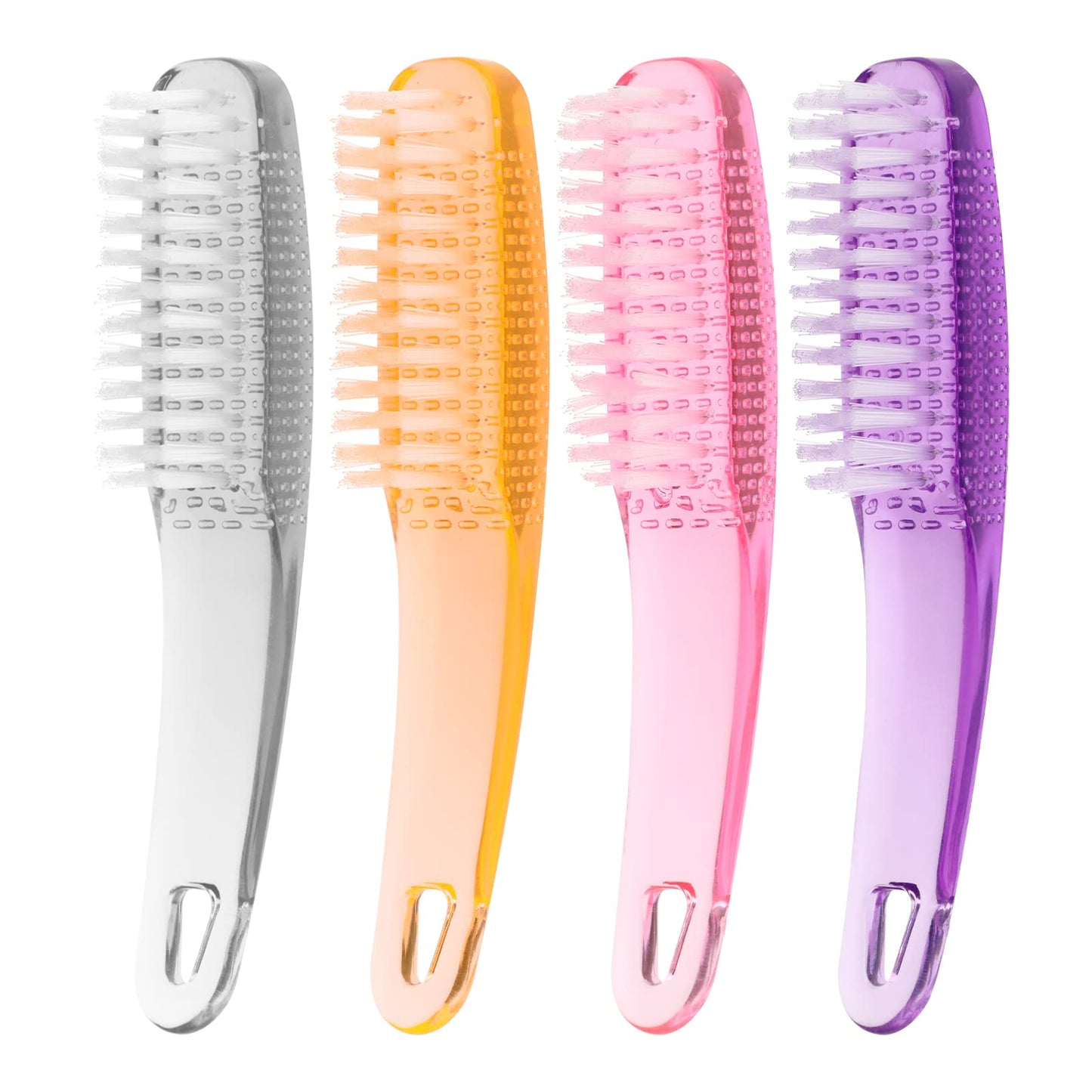 Sibba 4 PCS Nail Brush Cleaning Fingernails Care Art Manicure Set Acrylic Handle Grip Scrub Pedicure Tools Foot Cleaner Cuticle Scrubber Kit Finger Clean Toe Hand Feet Toenail Holders Home