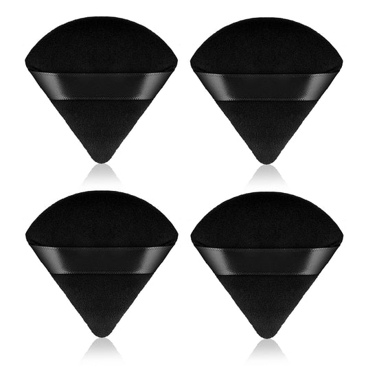 Sibba 4 Pieces Triangle Powder Puffs Face Cosmetic Powder Puff Washable Reusable Soft Plush Powder Sponge Makeup Foundation Sponge for Face Body Loose Powder Wet Dry Makeup Tool