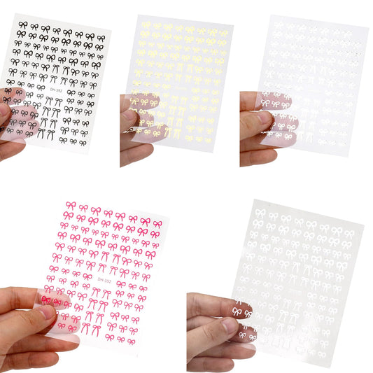 5Pcs Bowknot Nail Art Stickers, Self-Adhesive Nail Art Butterfly Knot Tie Stickers Set Cute Adhesive Bows Decals Nail Designs Decorations Manicure Accessories for DIY Designs Supplies Salon Women Girl