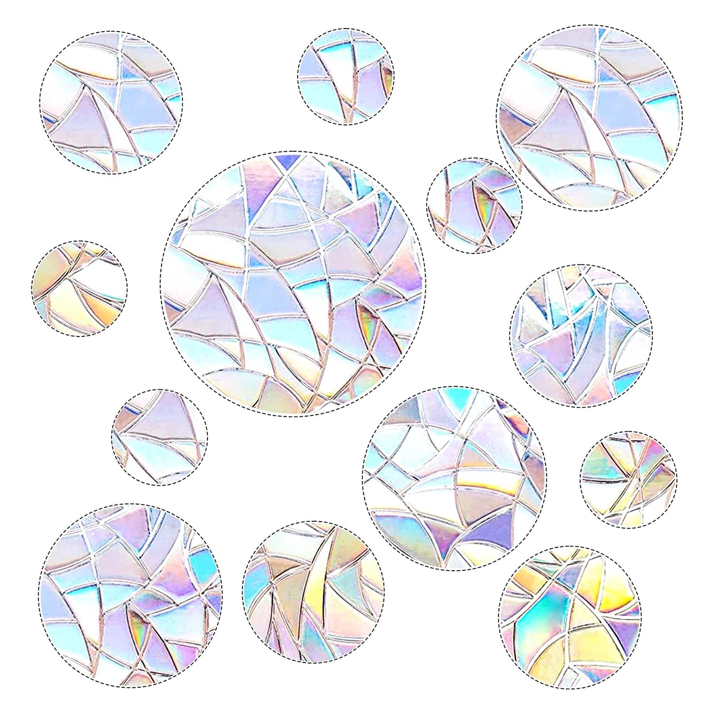 39PCS Anti-Collision Window Decals Circle Window Clings Non Adhesive Reusable Rainbow Stickers Bird Strike Prevention Windows Privacy Film Alert Decals for Home Kitchen Glass