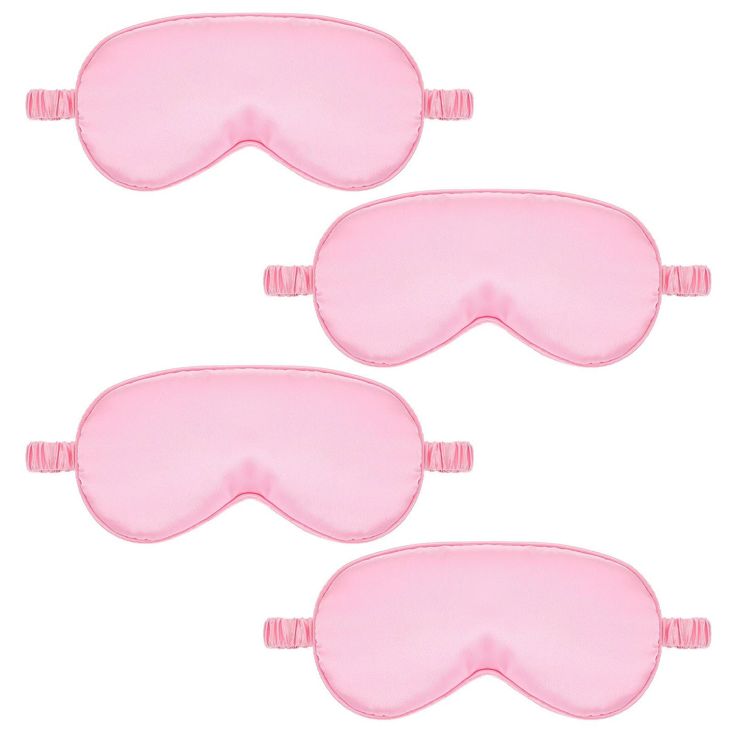 KFHENSOMR 4 Pack Sleep Mask Silk Eye Mask Block Light Eye Sleep Shade Cover Blindfold Reduces Puffy Eyes Traveling Gifts for Night Sleeping Office Travel Party Games Suitable for Men Women (Pink)