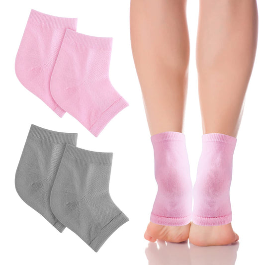 Sibba Heel Moisturizing Socks 2Pairs Gel Ventilate Foot Spa Beauty Socks Cotton Moisture Enhancing Socks Soft Day Night Toe Open Feet Care Sets Lotion Absorbing for women and men Dry Hard Cracked Skin