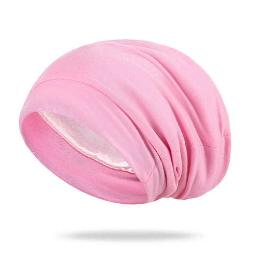 Silk Hood for Sleeping Hat Women Men Lightweight Soft Unisex Slouch Beanie Thin Knitted Hats Long Beanie Breathable Hat Elastic Running Hat with Adjustable Strap for All Seasons