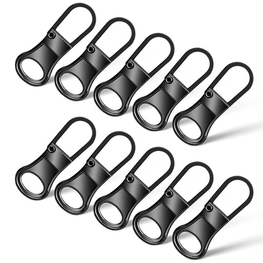Zipper Pull Replacement, Universal Zipper Pull, Removable Zipper Pulls Tab Replacement, Zipper Repair Kit for Jackets Luggage Backpacks Purses Boots Pants Tents (Metal Black)