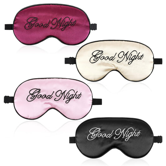 4 Pieces Funny Sleep Mask Silk Blackout Blindfold Soft Adjustable Sleeping Eye Cover Travel Eyeshade Elastic Side Sleeper No Pressure Eye Mask for Women Men Night Sleeping Nap