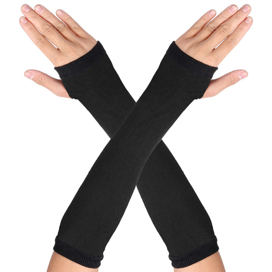 Sibba Fingerless Gloves Arm Warmers Long Goth Sleeves Halloween Cosplay Rock Gothic Striped Disco Warm Cuffs Winter Warmer Full Finger Mittens Christmas Carnival Women Clothes Costume (Black)