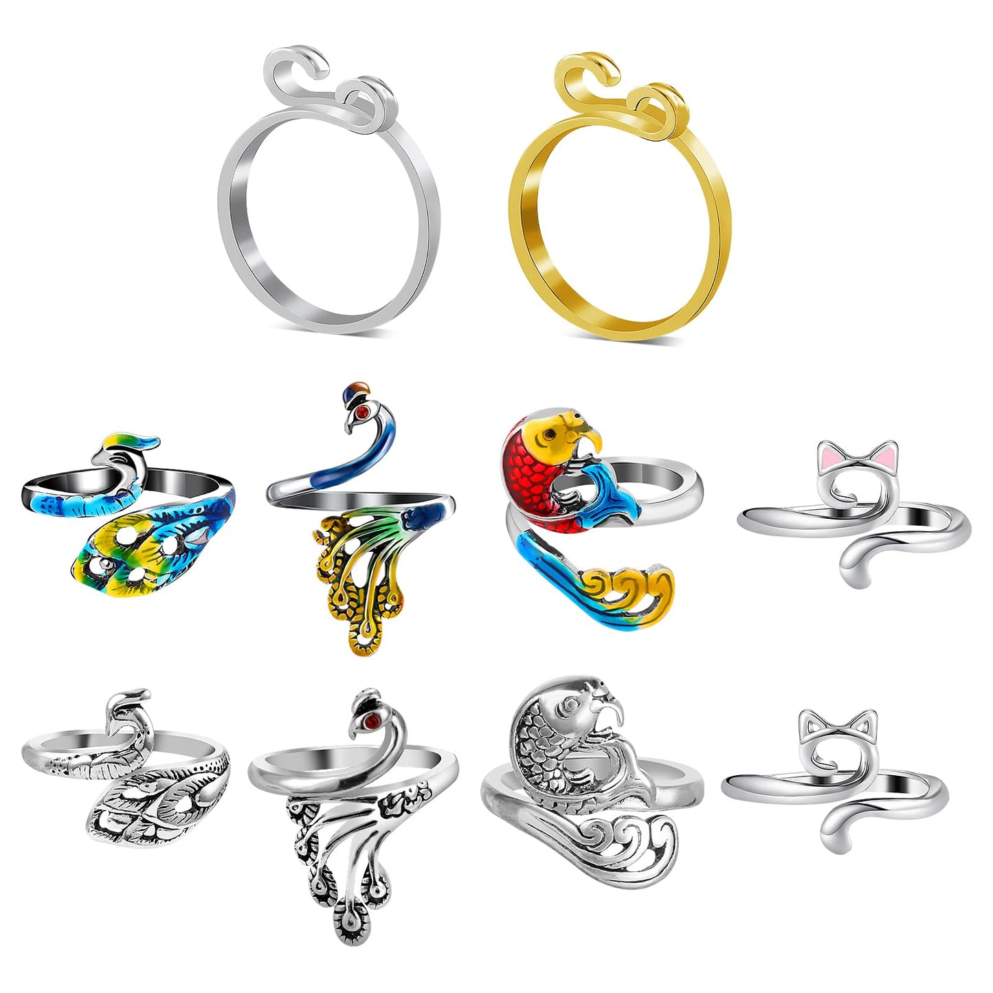 Sibba Knitting Crochet Loop Ring 10 PCS Finger Tension Crocheting Yarn Portable Adjustable Braided Loops Thimbles Woven Handmade Arts DIY Crafts Guide Line Wire Beads Beaded (Multi-Colored)