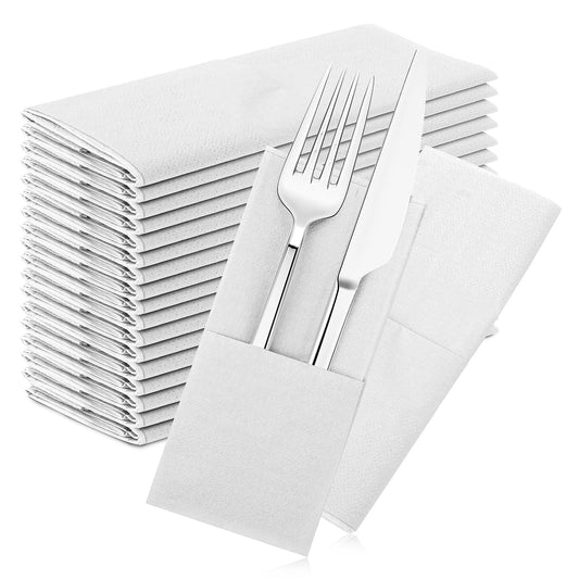 WLLHYF 40 PCS Paper Napkins Linen Feel Guest Towels Soft Absorbent Napkins Decorative Paper Hand Towels Cloth Like for Weddings Parties Dinners Kitchen (White)
