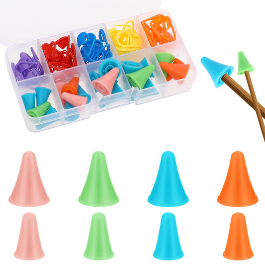 Dimeho 80 PCS Stitch Markers Needles Point Protectors Knitting Crochet Locking Needles Cap Tip Stoppers with Storage Case for Sewing Stitching Weaving Craft Quilting DIY Art