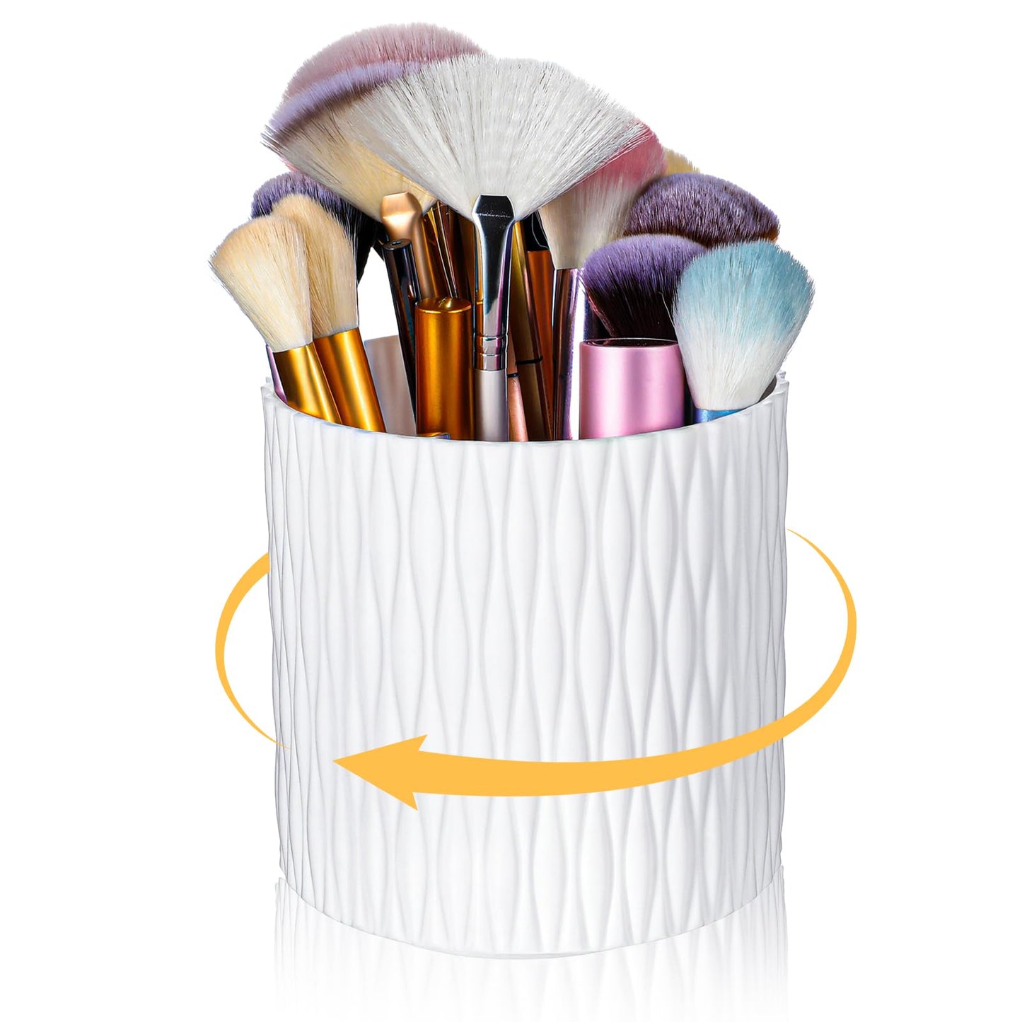 Hecila Rotating Makeup Brush Holder 360° Rotating Pen Holder 5-Slot Cosmetic Organizer Cup Large Capacity Make up Brush Storage for Dresser Countertop Vanity & Bathroom Office Desk Accessories