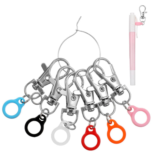 Dimeho 6 Pcs Colorful Pen Clips, Silicone Pen Holder Badge Reel Clips Pen Clip with Lobster Clasp Pen Converter Nurse Badge Pen Holder Nurse Badge Accessories (Pen not Included)
