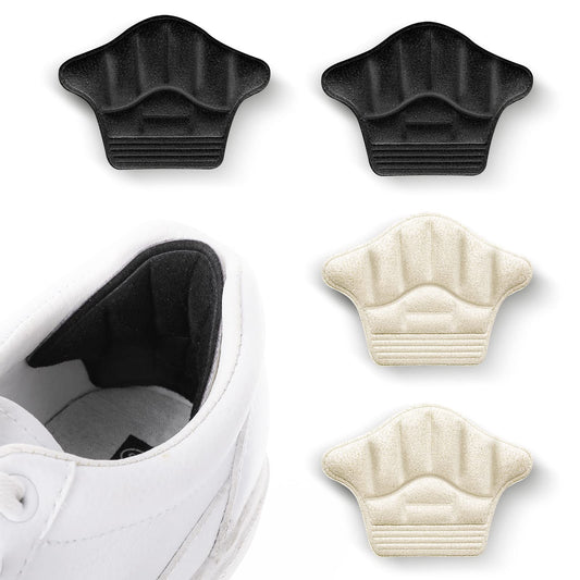 Sibba 2Pairs Heel Grip for Shoes Too Big, Heel Cushion Pads Self-Adhesive Shoe Pads Stickers Shoe Filler Improved Shoe Fit and Comfort Heel Liner Inserts (Skin Color/Black)