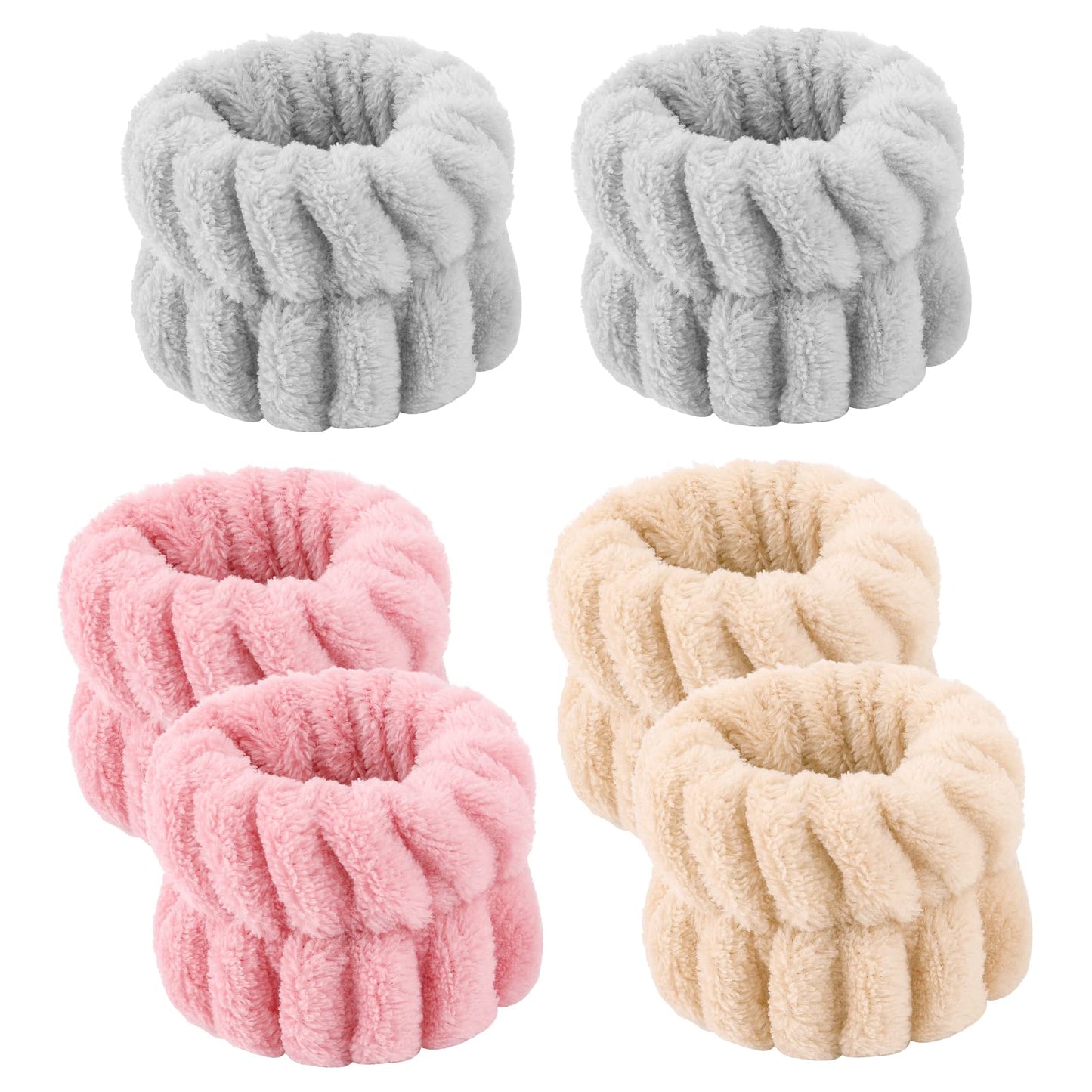 Sibba 3 Pairs Spa Headband Face Washing Wrist Bands Sweat Wristbands Towel Facial Makeup Wash Wristband Set Hair Scrunchie Wraps Fuzzy Puffy Cloths Washband Skincare Facewash Beauty Sweatbands Women