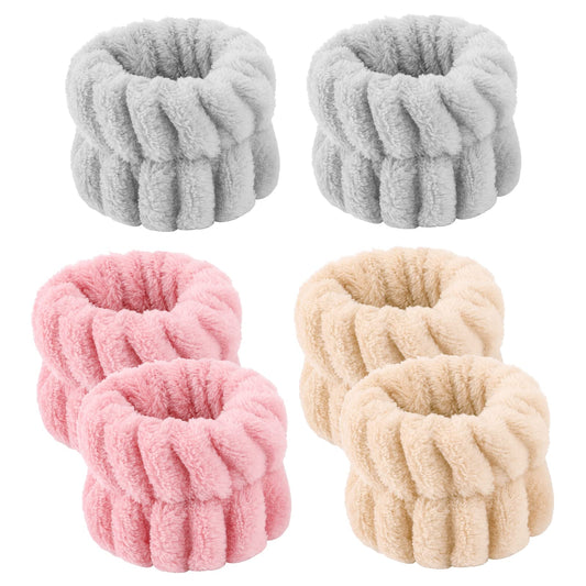 Sibba 3 Pairs Spa Headband Face Washing Wrist Bands Sweat Wristbands Towel Facial Makeup Wash Wristband Set Hair Scrunchie Wraps Fuzzy Puffy Cloths Washband Skincare Facewash Beauty Sweatbands Women