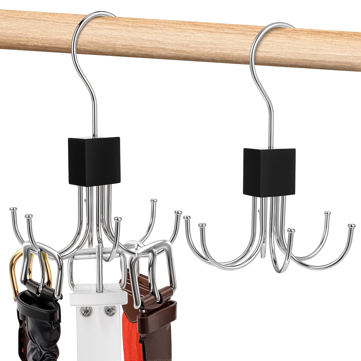 YUXIANLB Belt Hanger, 2PCS Metal Belt Rack Holder 360° Rotatable Tie Organizer for Closet, Space Saving Ties Rack Closet Organizers and Storage for Belts Bra Tank Top Tie Scarf Purse