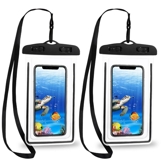 COMNICO Waterproof Phone Pouch, 2 Pack Universal 6.9" Waterproof Phone Case Protection Level IP68 Cell Case Holder Dry Bag with Lanyard for Phone 15 14 13 Pro Max Beach Travel Clear