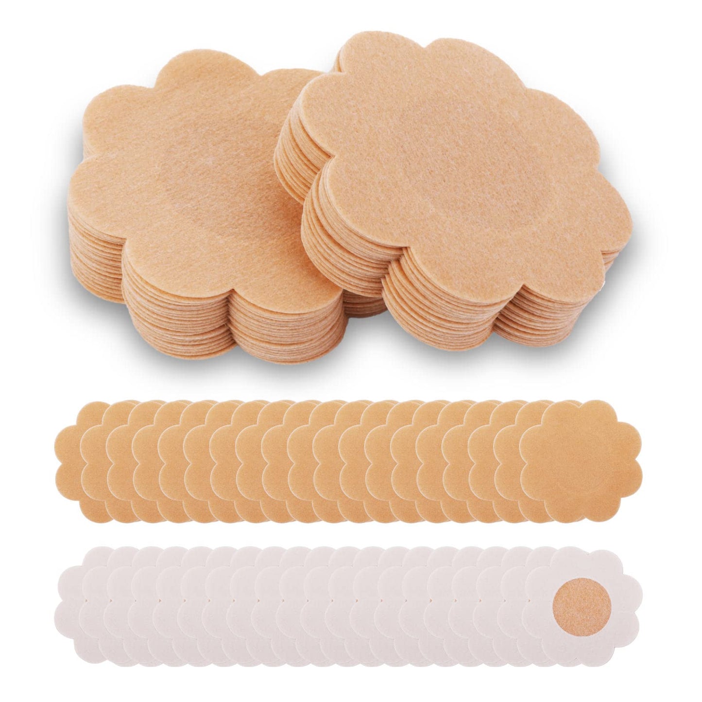 WLLHYF 40 Pieces Nipple Covers Disposable Breast Pasties Plum Shaped Round Self-adhesive Natural Invisible Nipple Stickers Petals Breast Covers for Women Beige (40pcs Plum Shaped)