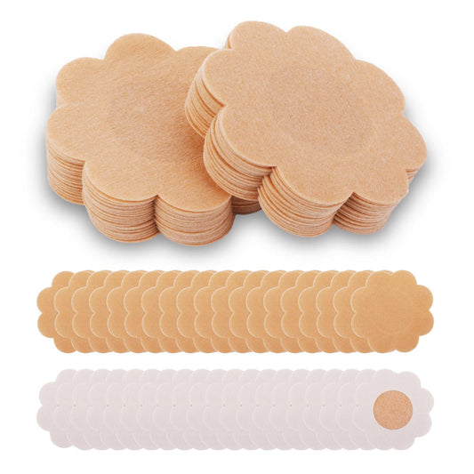 WLLHYF 40 Pieces Nipple Covers Disposable Breast Pasties Plum Shaped Round Self-adhesive Natural Invisible Nipple Stickers Petals Breast Covers for Women Beige (40pcs Plum Shaped)