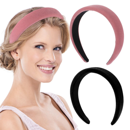 Sibba Headband Knotted Elastic Bandana Hairband Cloth Fabric 2 PCS Non Slip Wide Bands Thick Padded Head Hair Hoops Styling Headwear Retro Christmas Wedding Bridal Festival Turban (Multi-colored)