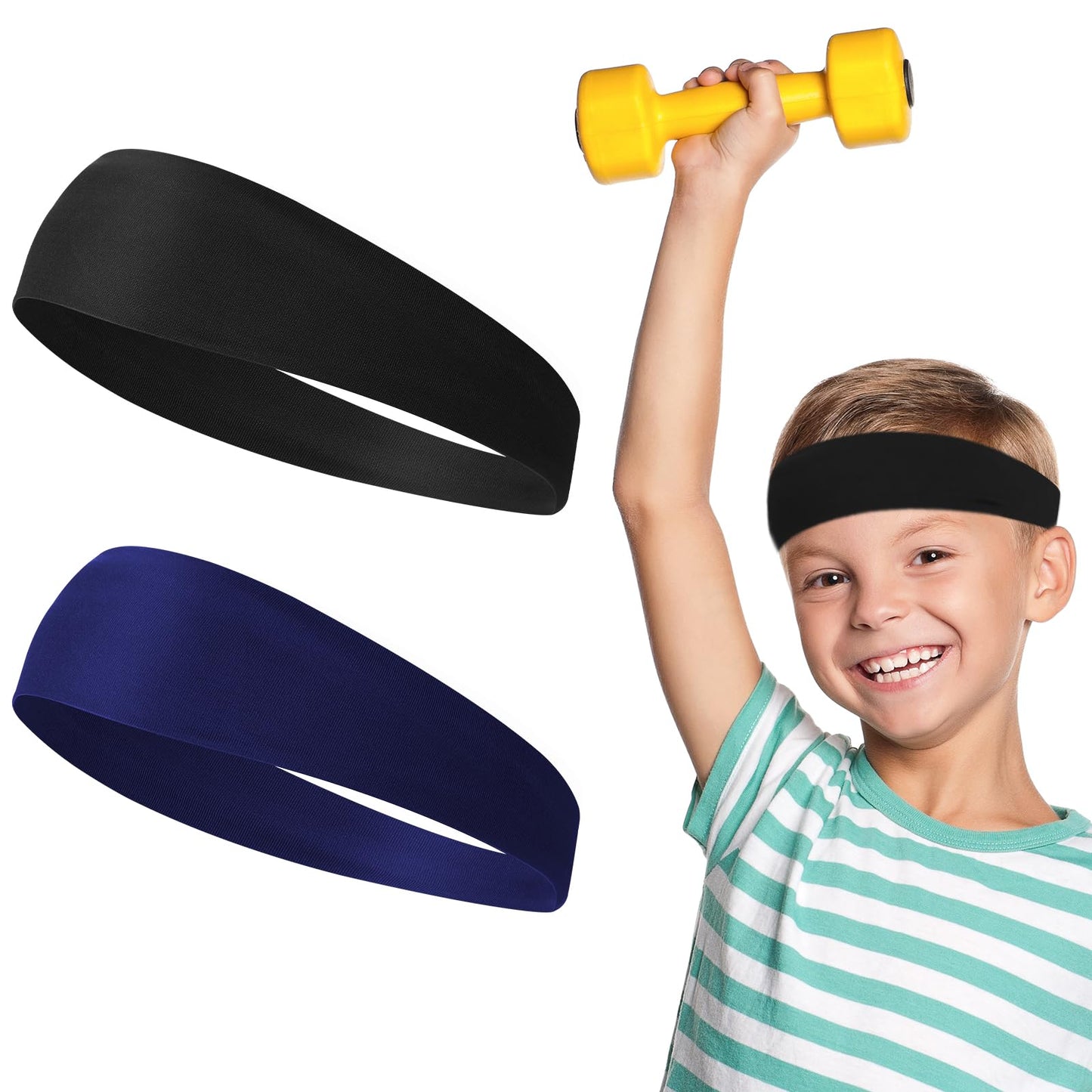 Athletic Headband 2 PCS Breathable Absorbing Sweat Band For Men Women Cooling Sweatband Running Workout Sports Long Hair Hairband Tennis Basketball Cycling Sports Fan Headbands Headwear