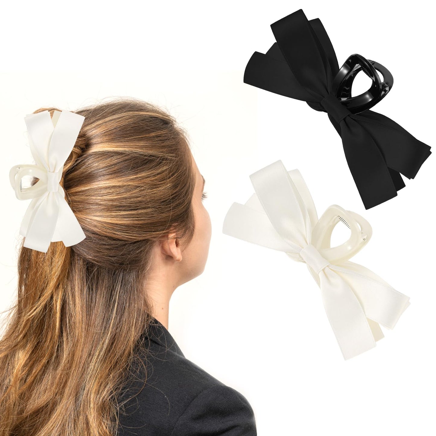 Big Bow Hair Claw Clips for Women, Bow-knot Hair Claw Clips Barrettes for Thick Thin Hair, Nonslip Claws Clamps Hair Clips, Bow Hair Dress Up Accessories for Birthday Party Show Christmas Thanksgiving