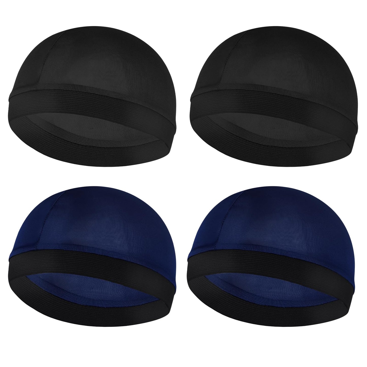 Silky Bonnet for Men, Wave Cap Satin Silk Hair Bonnet for Sleep, Durags Elastic Band Wave Caps for 360 540 720 Waves, Sleeping Shower Caps Silk Hair Wrap for Men Women (Black&Navy Blue)