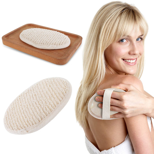Sibba 2 Pack Natural Loofah Pad for Men Women Exfoliating Body Scrubber Double Sided Luffa Sponges Deep Clean Exfoliating Washcloth for Body, Face, Back