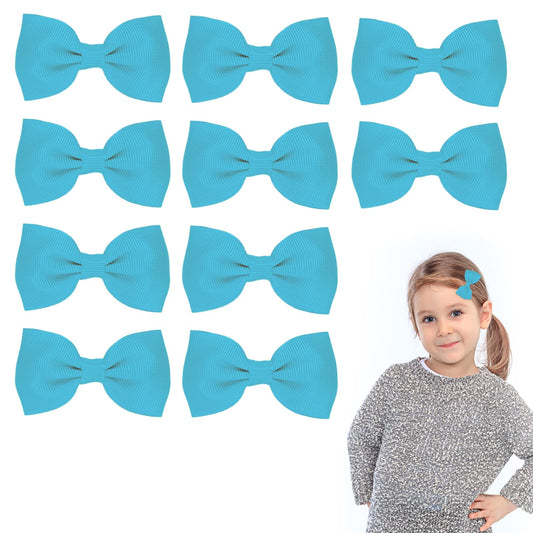 Sibba 10 Pieces Ribbon Hair Bows Alligator Clips Barrettes Ponytail Holder Cheerleading Hairpin Children's Christmas Day Cosplay Party Headpiece Styling Accessory Women Toddler Baby Girl (Light Blue)