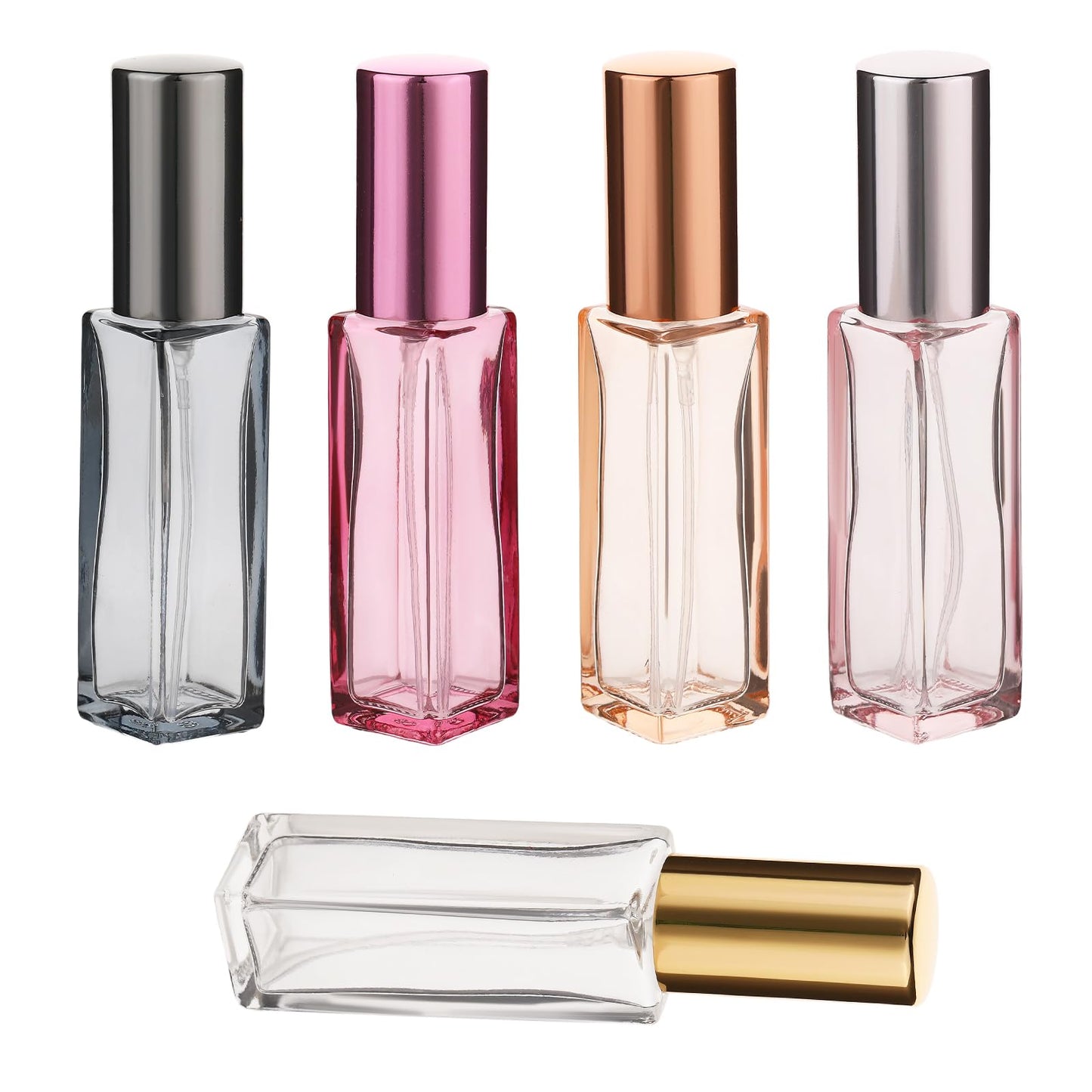 5 Pcs Perfume Atomizer Bottle 10ML Refillable Atomizer Container Travel Glass Empty Spray Bottle Mini Toiletries Sample Dispenser Pocket Fine Mist Spray Bottles for Hair Plants Cleaning Skin Care