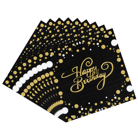 WLLHYF 40 Pcs Gold Napkins, Cocktail Napkins White And Gold Napkins Soft Absorbent Party Napkins with Gold Foil Polka Dot for Kitchen, Parties, Dinner