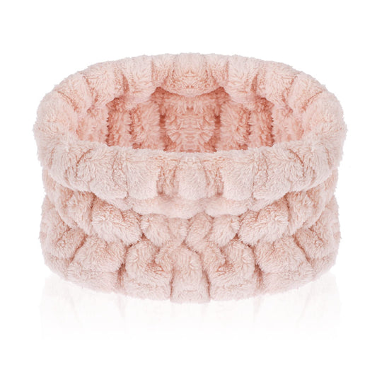 Sibba 1 Piece Spa Headband For Washing Face Wash Makeup Sports Shower Wide Hair Band Headpiece Puffy Fuzzy Fluffy Cloth Head Hairband Wristband Facial Beauty Wrap Women Girls (Pink)