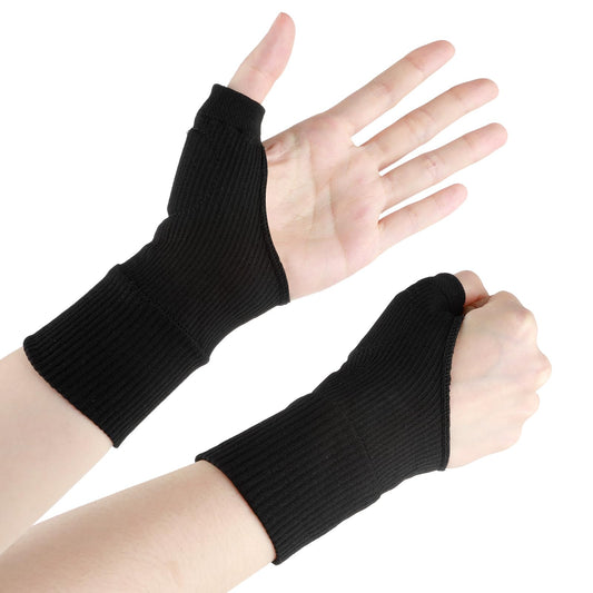 Sibba Gel Hand Wrist Support Brace Thumb Injury Pads Compression Gloves Breathable Wrist Support Brace Relieve Joints Hand Pads Elastic Fingerless Flexible Sport Pading Fit Aching Women Men (Black)
