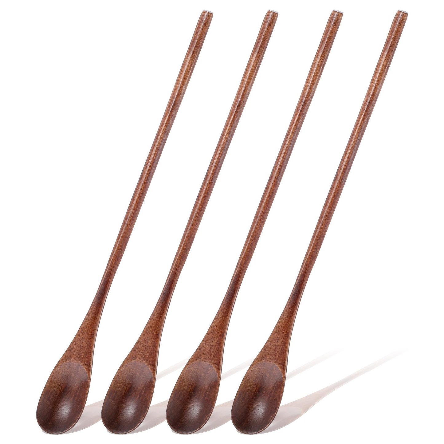 Gjinxi 4 Pcs Long Wood Teaspoons, Coffee Spoons Honey Stirring Spoon, Long Handle Spoon, 22cm Cocktail Stirring Spoon, Stirring Spoon, Crockery, Cooking Spoon, Wooden Spoon for Home, Kitchen, Cooking