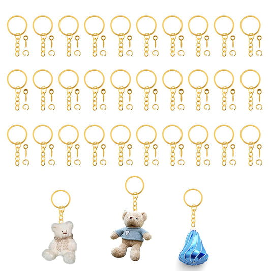 COMNICO Keychain Ring Set, 90 PCS Gold Key Chain Rings with Jump Rings Metal Splits Open Jump Rings Key Ring Hoops for DIY Crafts Art Jewellery Making