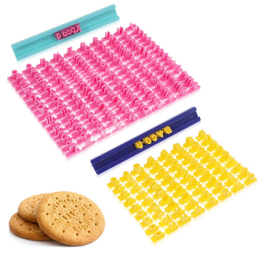 Dimeho 232 Pcs Alphabet Number Cookie Stamp Letter Punctuation Clay Cutter Set Baking DIY Embosser for Cake Decorations Fondant Chocolate Baking Tool Family Communication Holiday Party