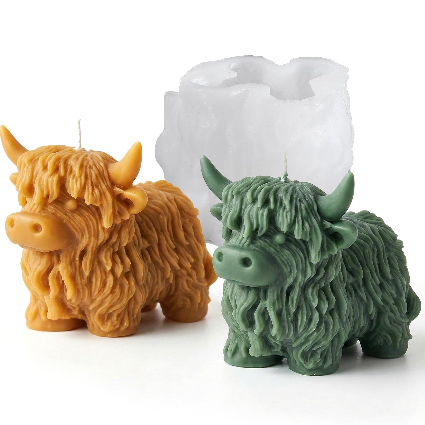 Cow Shape Silicone Molds for Resin Candle Soap, 3D Fun Cow Animal Candle Molds for Candles Making, Fondant Chocolate Cake Decorating Mold, DIY Craft Gift Making Flexible & Easy Release