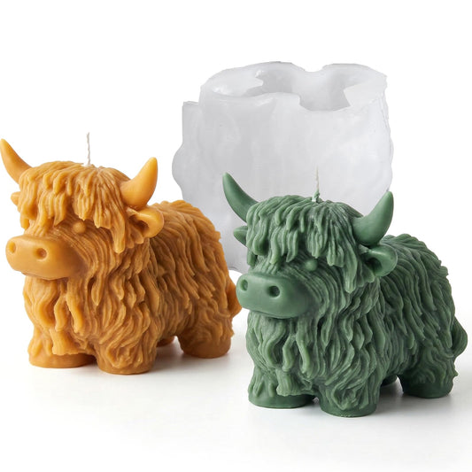 Cow Shape Silicone Molds for Resin Candle Soap, 3D Fun Cow Animal Candle Molds for Candles Making, Fondant Chocolate Cake Decorating Mold, DIY Craft Gift Making Flexible & Easy Release