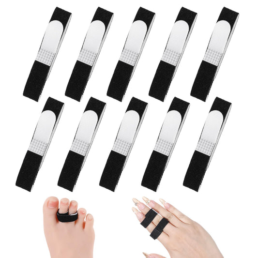 Dimeho 10 Pcs Buddy Tape Finger Straps Adjustable Padded Finger Splint Hook and Loop Washable Reuseable Support for Injured Pinky Ring Middle Index Finger Solution