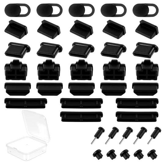 40pcs USB Port Cover Silicone Anti Dust Cover USB C Dust Plugs Caps Charging Port Protector Dusts Cap Plugs Plug Caps for Computer Camera USB-C RJ45 HDMI SD Ports Headphones Audio Ports