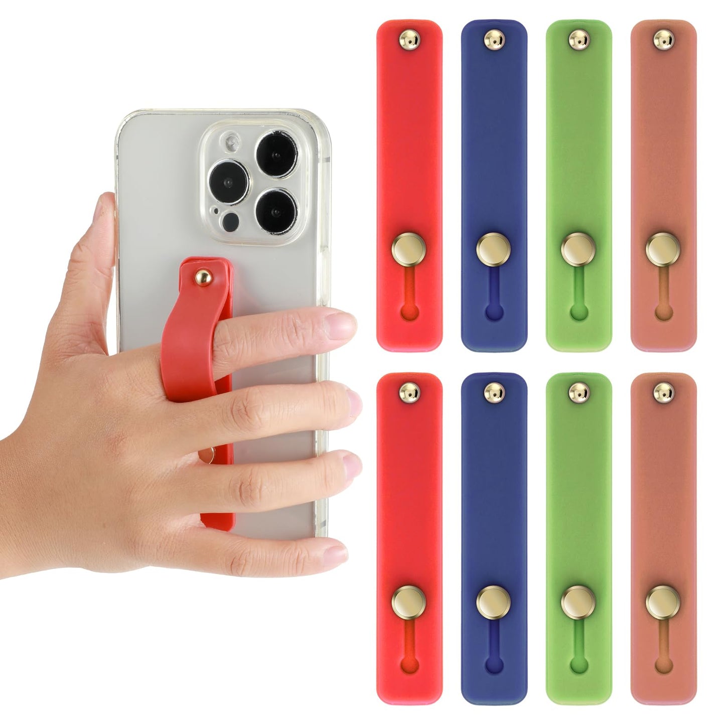 Sibba Mobile Phone Strap Case Grip Holder for Hand with Loops 8 PCS Silicone Cellphone Back Grips Sticky Push-pull Finger Handle Cases Rings Sticker Retractable Pouch Snap Anti-lost Buckle Clip