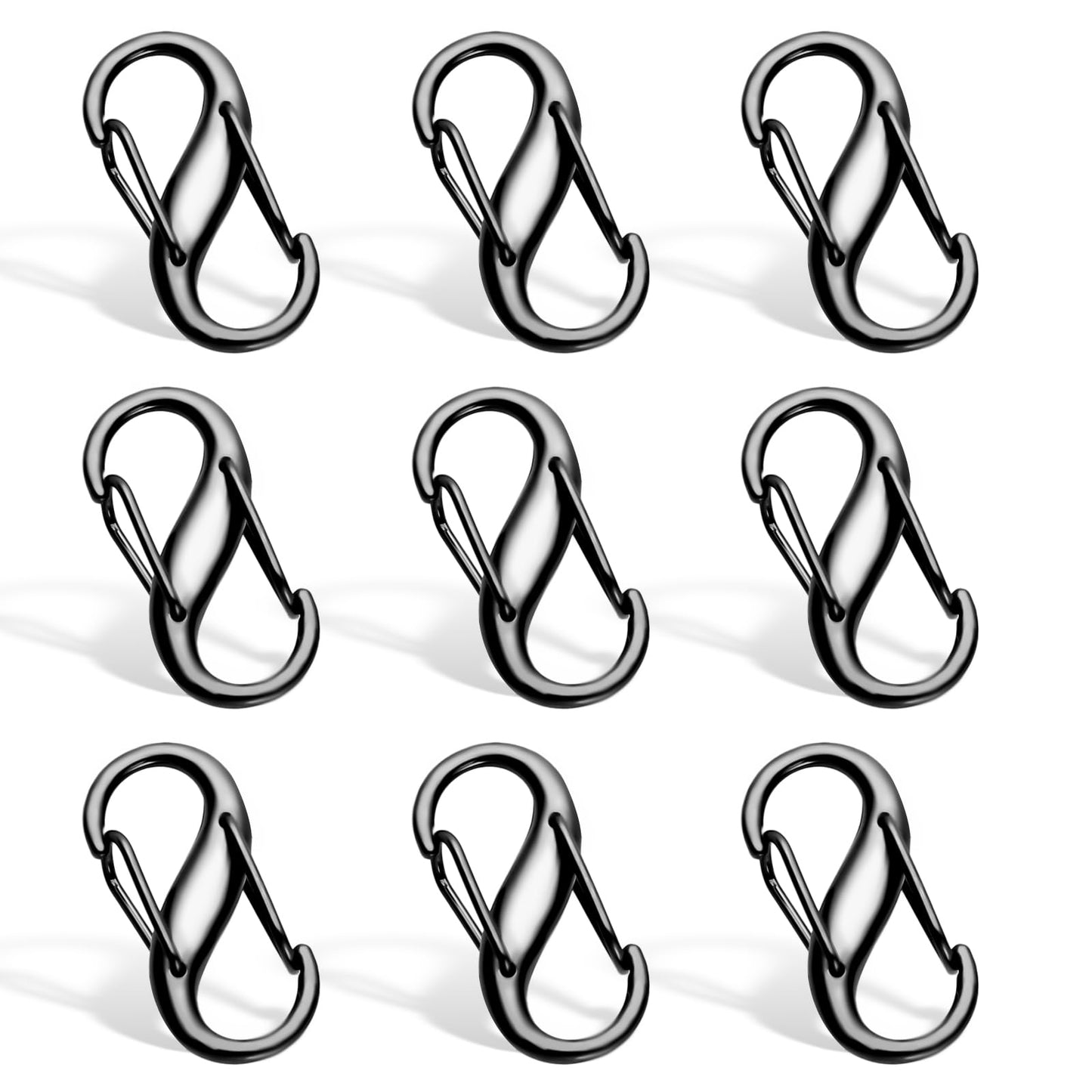 COMNICO Zipper Lock Clips, 9 PCS Alloy Double Opening Theft Deterrent Zipper Pull Replacement, Broken Zipper Fix Repair Slider Backpack Carabiner Clip (Dark Gray)