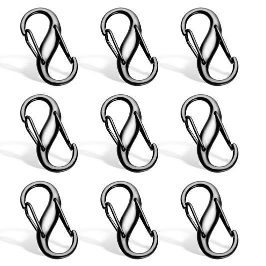 COMNICO Zipper Lock Clips, 9 PCS Alloy Double Opening Theft Deterrent Zipper Pull Replacement, Broken Zipper Fix Repair Slider Backpack Carabiner Clip (Dark Gray)