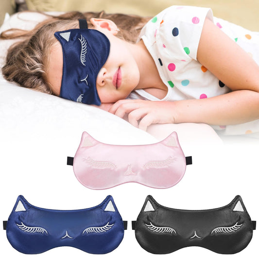 3Pcs Velvet Sleeping Eye Cover, Cute Cat Sleep Mask for Girls, Total Blackout Sleeping Mask, Lightweight & Breathable Soft Mask for Sleeping, Manually Adjustable Fit for Home, Office, Traveling