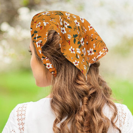 Sibba 6 PCS Floral Head Kerchief Multifunctional Chiffon Headband Hair Bandanas Elastic Hair Band Scrunchies Boho Hair Scarves Turban Hair Scarf Hairbands Cute For Women Girls