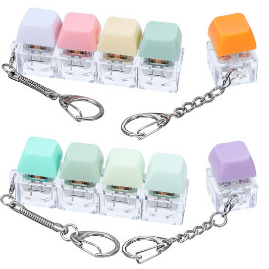 4 Pcs Keyboard Fidget Toy Fidget Keyboard Keychain 4-in-1 Keyboards Decompression Fidgets Clicker Keyboards Linear and Separate Keychain Button Finger Clicker Toys for Adults Men Women